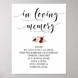 Poster Placa de Mesa de Memória de Casamento em memória a