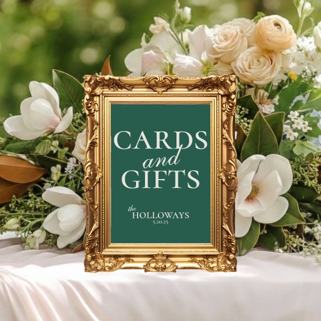 Poster Placa de Mesa de Presentes para Recepção de Casame (Wedding Bridal Shower Cards and Gifts Poste)