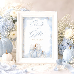 Poster Placa de Mesa Elegante Abóbora Azul com Arco para