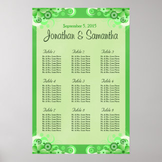 Poster Placa de Mesa Floral Verde-Claro