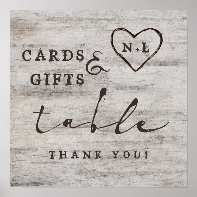 Poster Placa de Mesa para Casamento com Presentes e Cartõ (Frente)