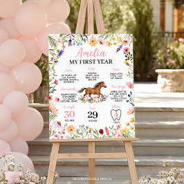 Poster Placa de Milestone de Aniversário de Flor Silvestr