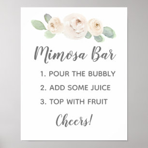 Poster Placa de Mimosa para Chá de Noiva Floral Botânica