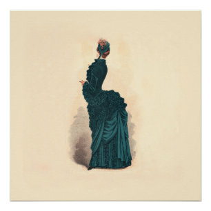 Póster Placa de Moda Vitoriana Antiga: Vestido com Arrast