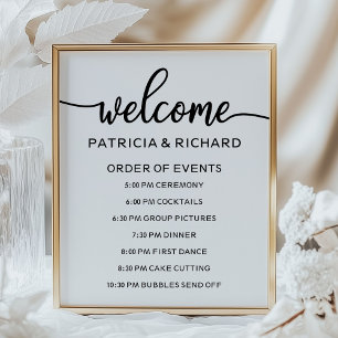 Poster Placa de Ordem dos Eventos do Casamento Caligraf