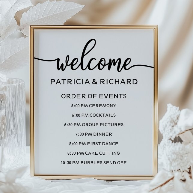 Poster Placa de Ordem dos Eventos do Casamento | Caligraf (Criador carregado)