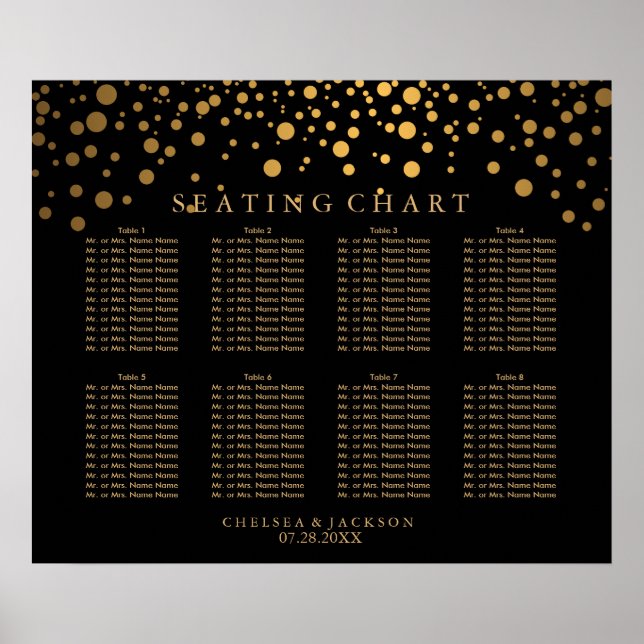 Póster Placa de Ouro de Confetti em Preto - 8 (Frente)