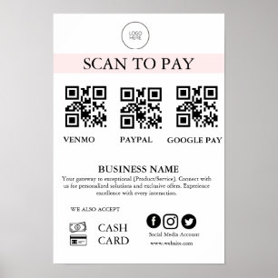 Poster Placa de Pague por Scan Código QR de Pagamento Pla