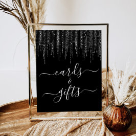 Poster Placa de pedestal de cartas e presentes com luzes 