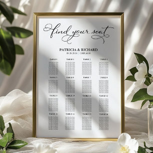Poster Placa de Plano de Assentos de Casamento Letra Eleg