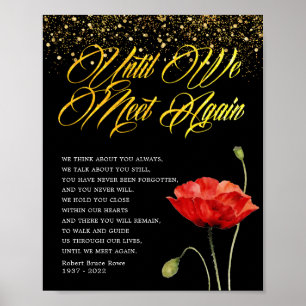 Poster Placa de Poema Floral de Papoula Vermelha para Fun