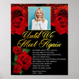 Poster Placa de Poema Funerário de Rosas Turcas Vermelhas