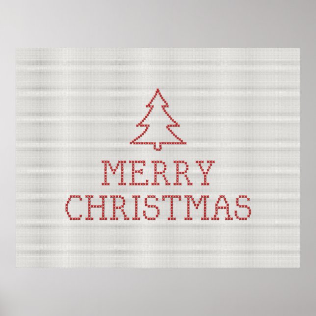 Póster Placa de ponto cruz Feliz Natal (Frente)