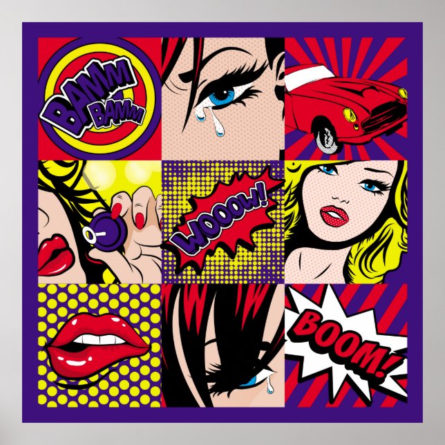 Poster Placa de pop para ilustração, arte,pop,bela,cômica (Frente)