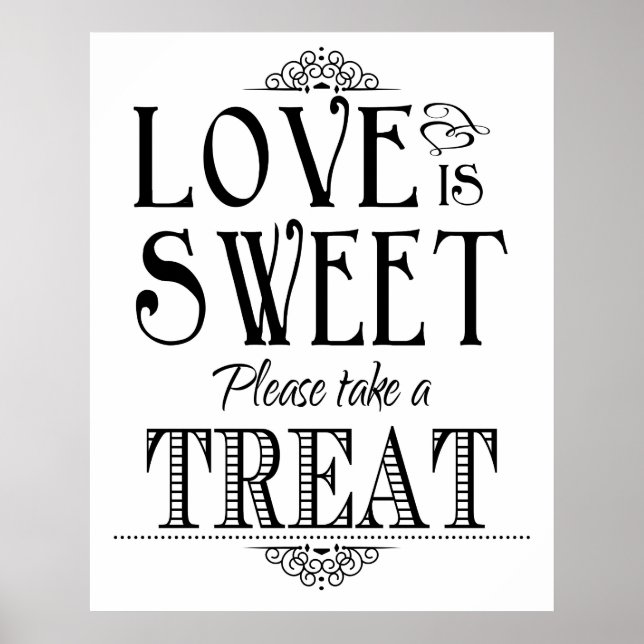 Poster Placa de pôster de casamento amor é doce (Frente)