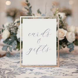 Poster Placa de Presentes e Cartões de Casamento em Azul 