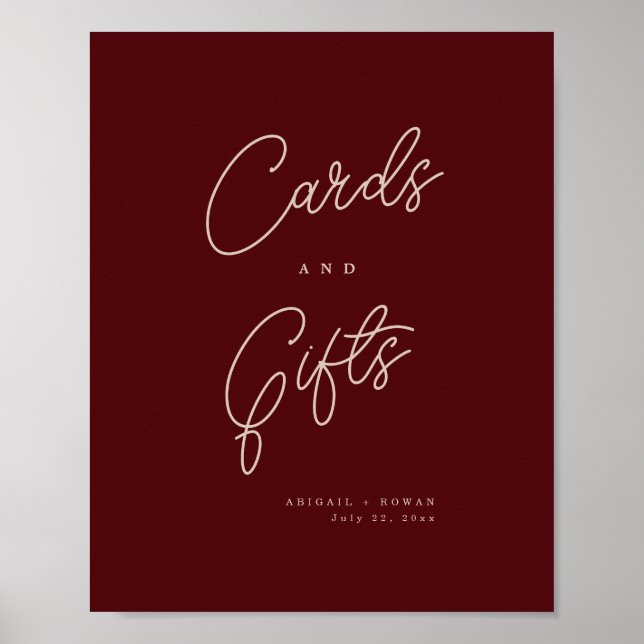 Poster Placa de Presentes e Cartões de Vinho Profundo Min (Frente)