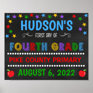 Poster Placa de Primeiro Dia da Quarta Série em Quadro Ne