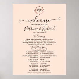 Poster Placa de Programa da Cerimônia de Casamento com Mo