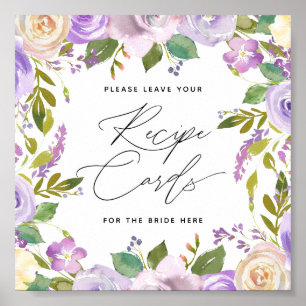 Poster Placa de Receita com Letra de Caligrafia de Florai