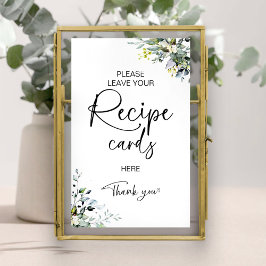 Poster Placa de Receita de Chá de Noiva Verde