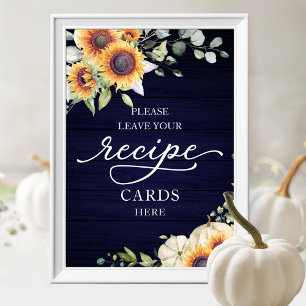 Poster Placa de Receita de Chás de Bebê com Abóbora Azul