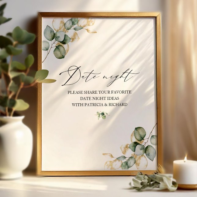 Poster Placa de Receita para Chá de Noiva com Folhagens (Criador carregado)