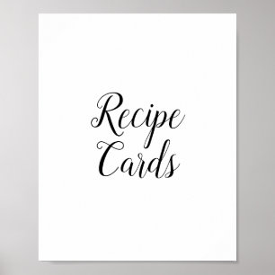 Poster Placa de Receitas de Caligrafia Preta
