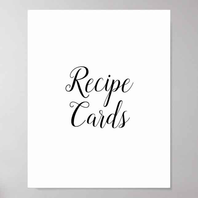 Poster Placa de Receitas de Caligrafia Preta (Frente)