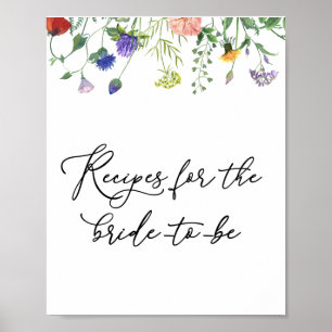 Poster Placa de Receitas de Flores Silvestres e Abelhas