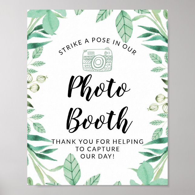 Poster Placa de Recepção de Casamento Cabine de Foto 'Str (Frente)