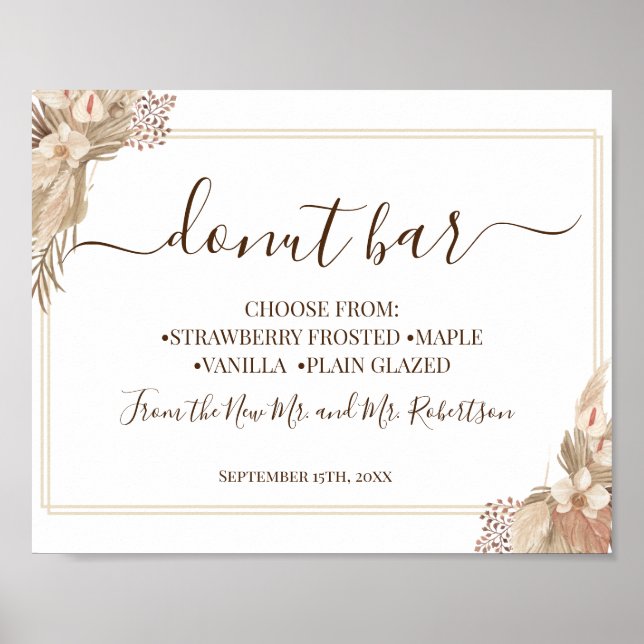 Poster Placa de Recepção de Casamento Mesa de Doçuras Bar (Frente)