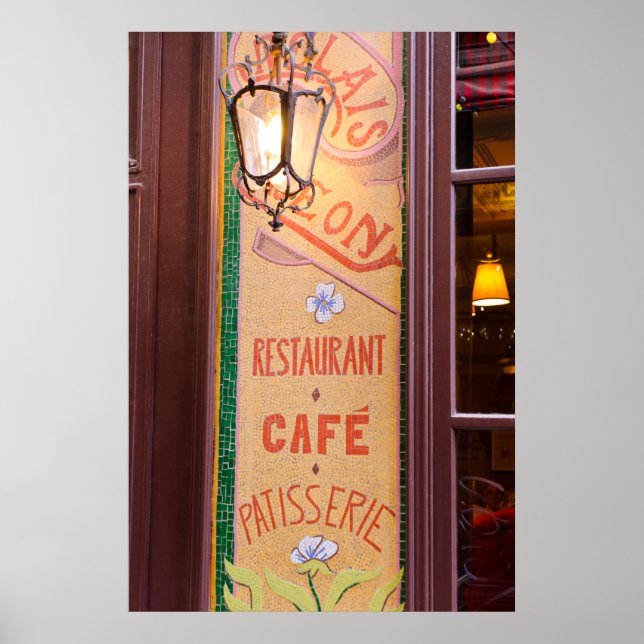 Poster Placa de Restaurante, Paris, França (Frente)