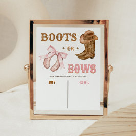 Poster Placa de Revelação de Gênero Botas e Laços Ocident