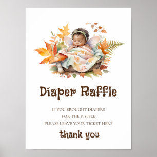 Poster Placa de rifa de fralda Chá de Bebê Fada da Flores