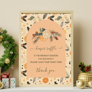 Poster Placa de rifa de fralda Natal Citrino Baby Shower