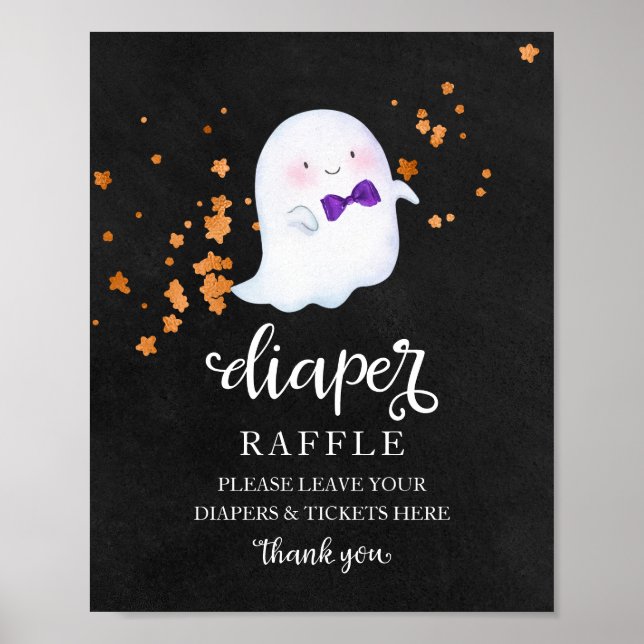Poster Placa de rifa de fraldas para chá de bebê de Hallo (Frente)