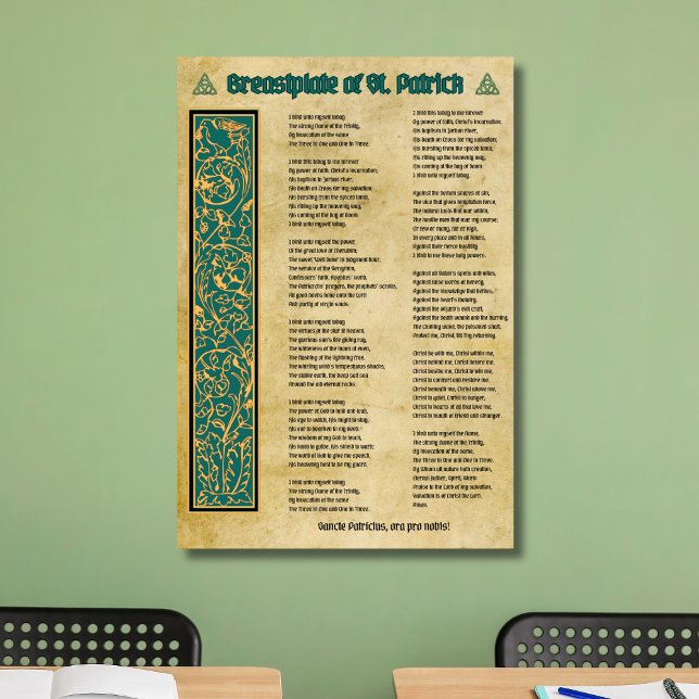 Poster Placa de Rua. Patrick Prayer (Breastplate of St. Patrick prayer poster for use in home and classroom.)