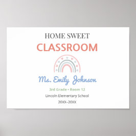 Poster Placa de Sala de Aula Aconchegante com o Nome do P