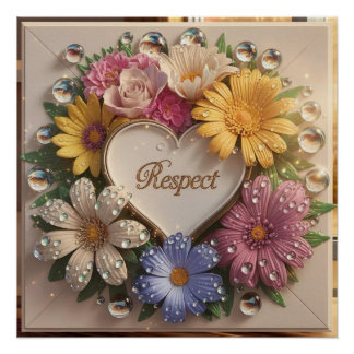 Póster Placa de Saudação 3D Luxuriosa com Design Floral