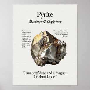 Poster Placa de Significado de Cristal Pirite Gem