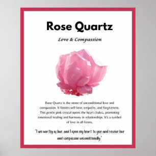 Poster Placa de Significado de Cristal Rosa Quartz
