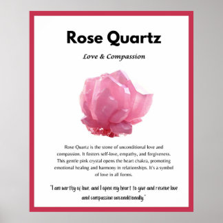 Poster Placa de Significado de Cristal Rosa Quartz