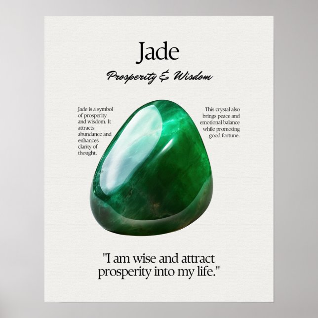 Poster Placa de Significado do Jade Gem Crystal (Frente)