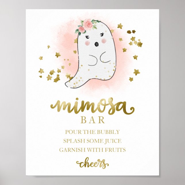 Poster Placa de Sinalização para Bar de Mimosa para Chá d (Frente)