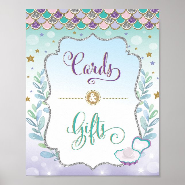 Poster Placa de Sinalização para Bebê Cauda de Sereia de  (Frente)