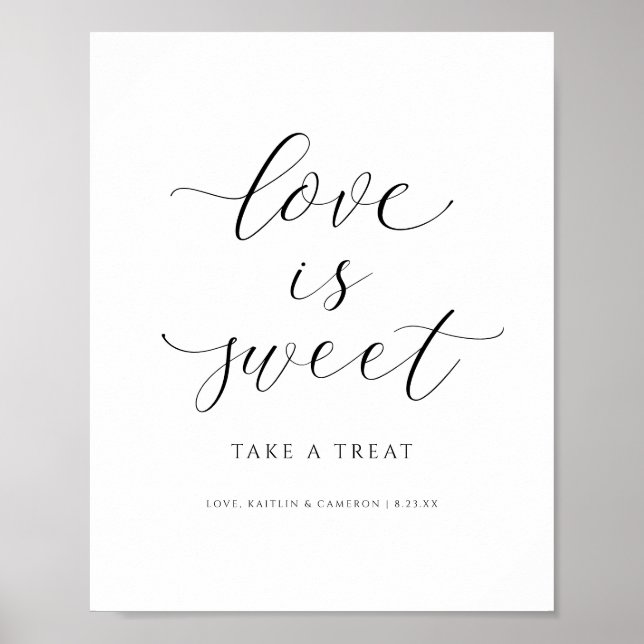Poster Placa de Sobremesa de Casamento O Amor é Doce Buff (Frente)
