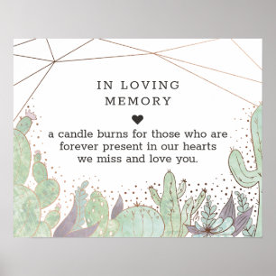 Poster Placa de Terrário de Cactus e Suculentas Em Memóri