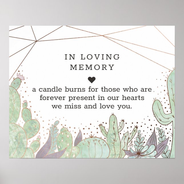 Poster Placa de Terrário de Cactus e Suculentas Em Memóri (Frente)