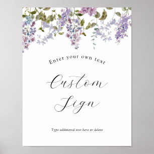 Poster Placa de Texto Personalizado com Flores de Lavanda